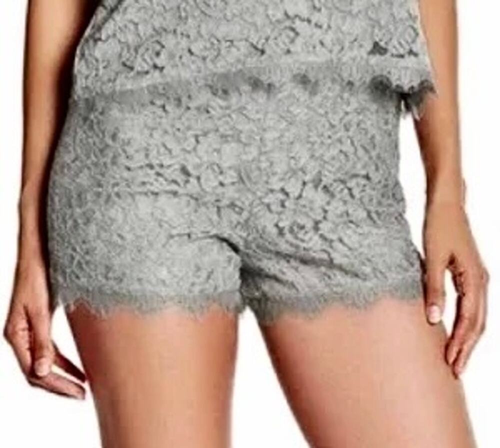 NWT Diane von Furstenberg DVF Grey Lace Shorts Side Zip Coquette Feminine 14